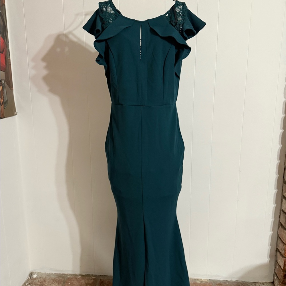 Elegant Teal Ruffle Dress
